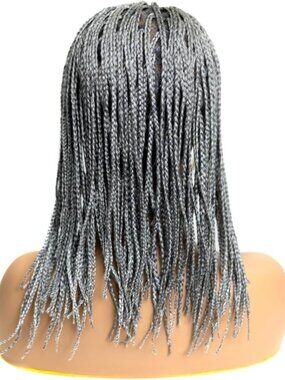 12" Light Gray Knotless Box Braid Wig with Natural Baby Hair for Black Women